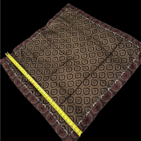 Echo Scarf "Club 7" Black Brown Geometric And Pailsley Print Silk - Picture 12 of 12